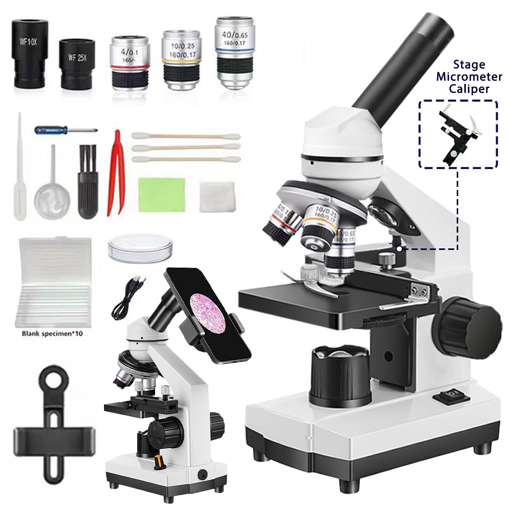 Microscope Compound 40X - Monocular Compound Microscope 40X-1000X, Dual LED