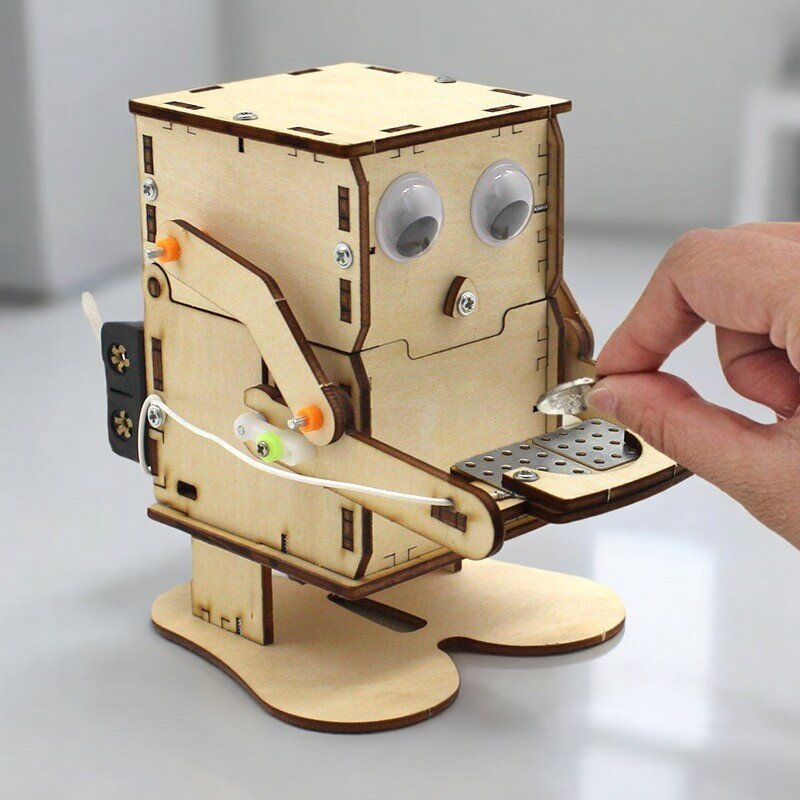 Wooden Assemble DIY Robot Eati - Science Project Robot reseña y precio