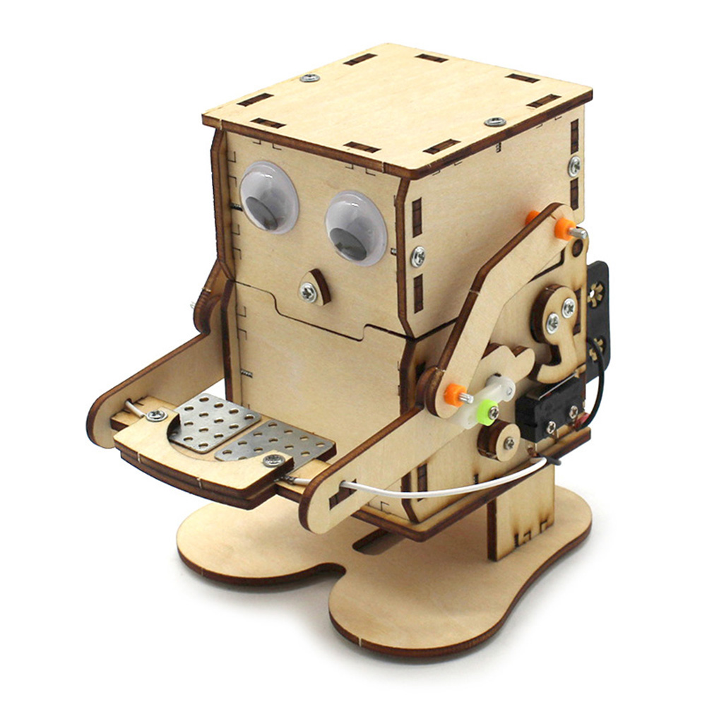 Robot Eating Coin Wood DIY Mod - Science Project Robot reseña y precio