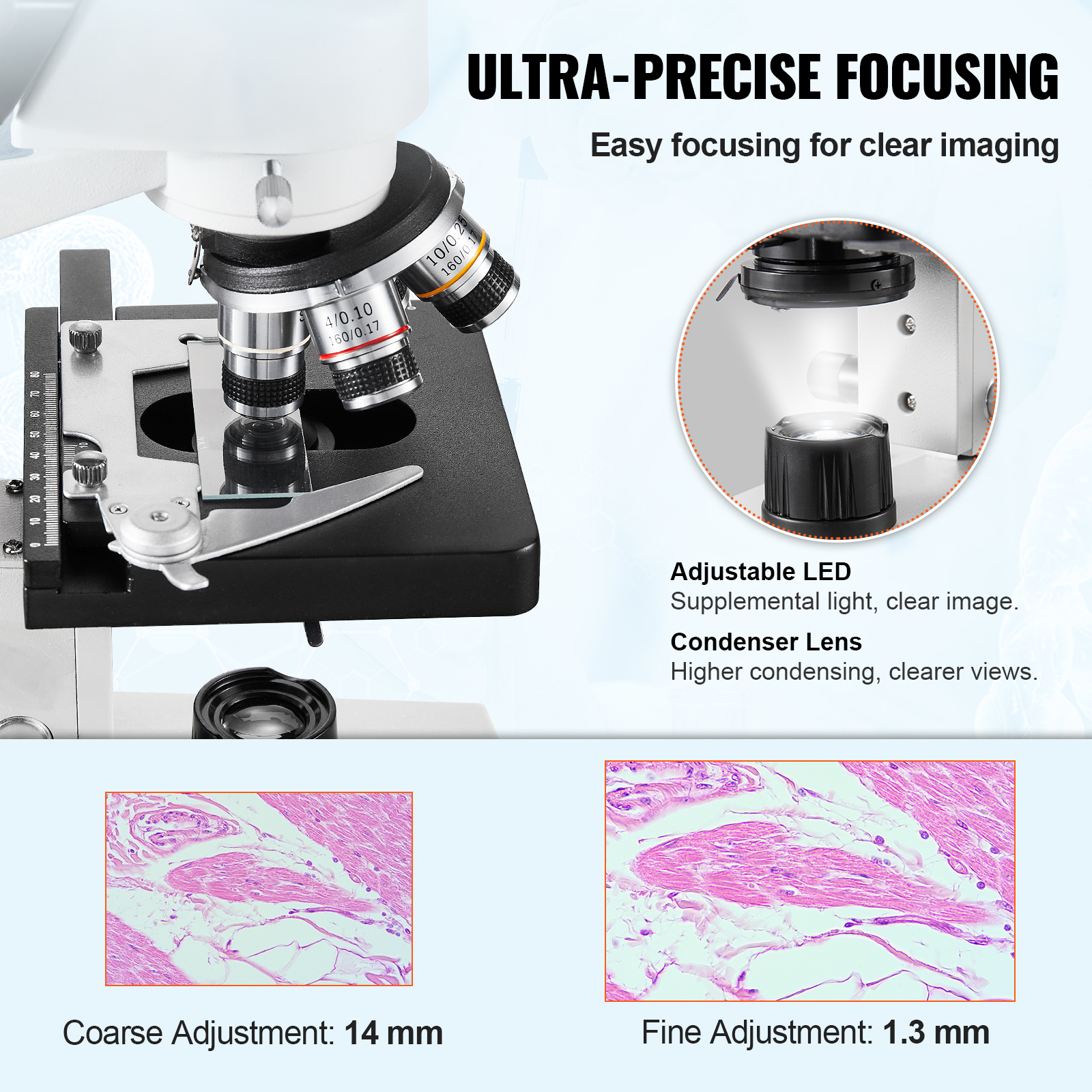 VEVOR Compound Trinocular Micr - Microscope Compound 40X reseña y precio