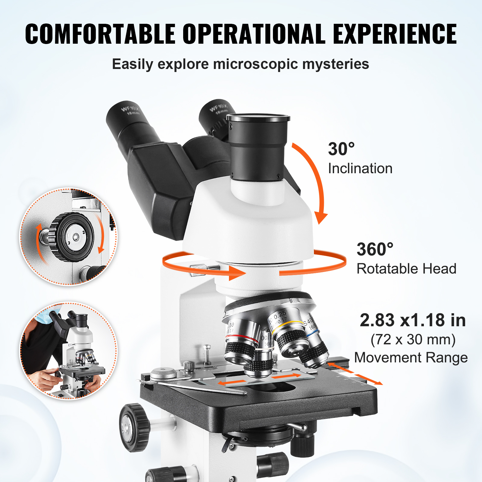 VEVOR Compound Trinocular Micr - Microscope Compound 40X reseña y precio