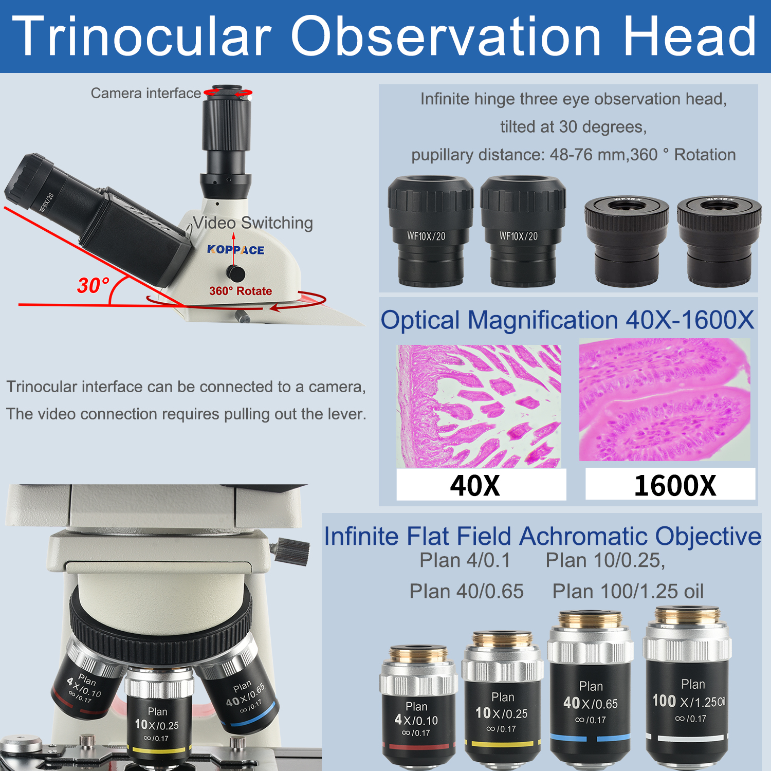 KOPPACE 40X-1600X Electron Com - Microscope Compound 40X reseña y precio